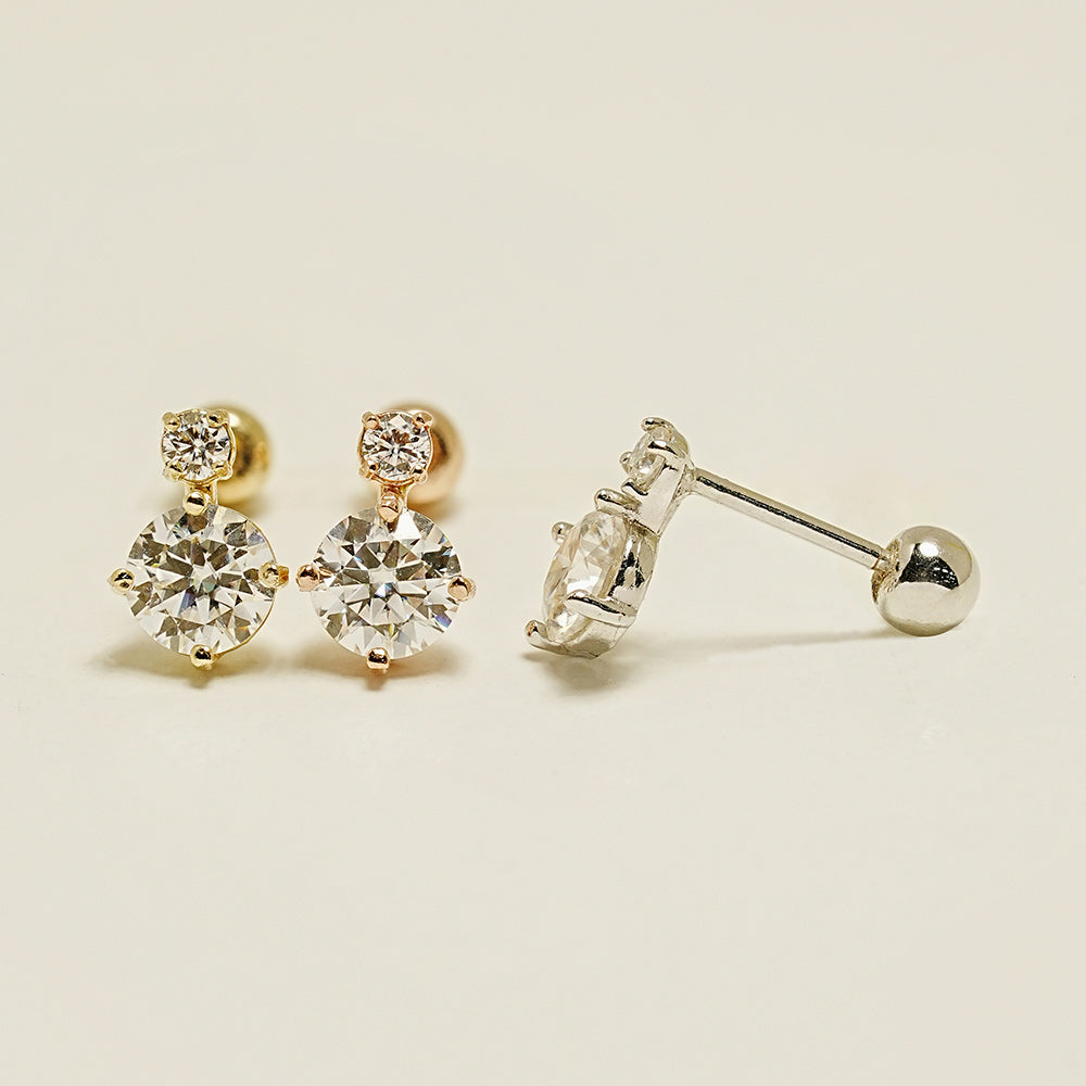 14K Gold Misty Moissanite Cartilage Earring 20G18G16G