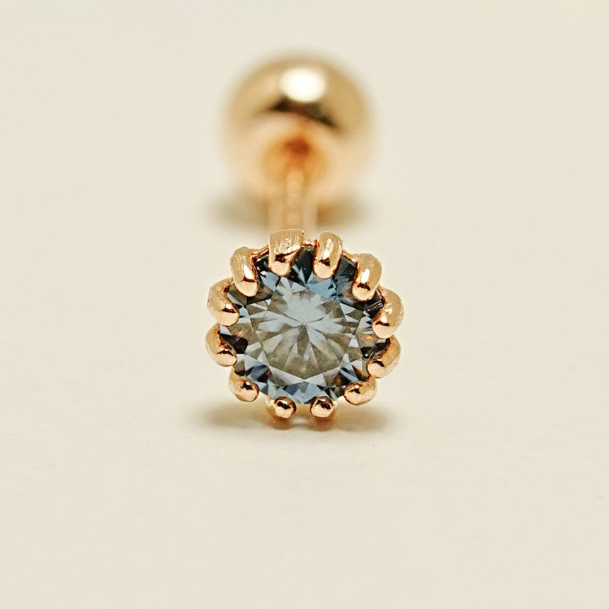 14K Gold Shining Moissanite Cartilage Earring 20G18G16G