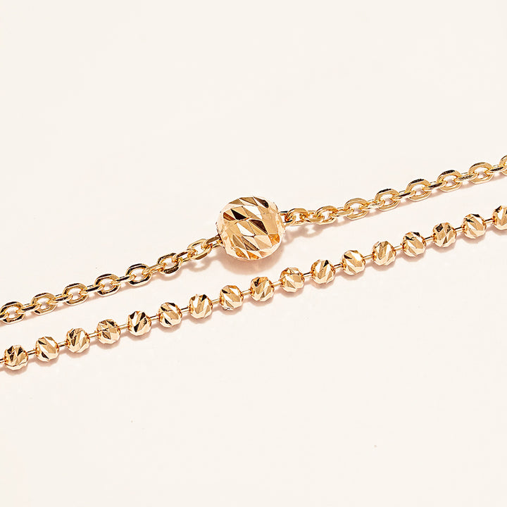 14K 18K Gold Cutting Ball Two Layered Bracelet