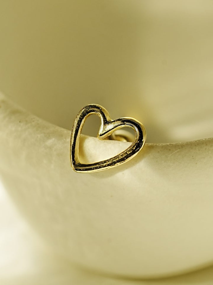 14K Gold Oval Heart Cartilage Earring 20G