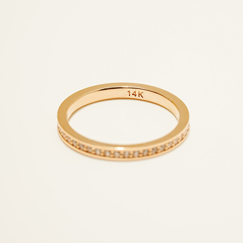 14K 18K Gold Round Cubic Layered Guard Ring