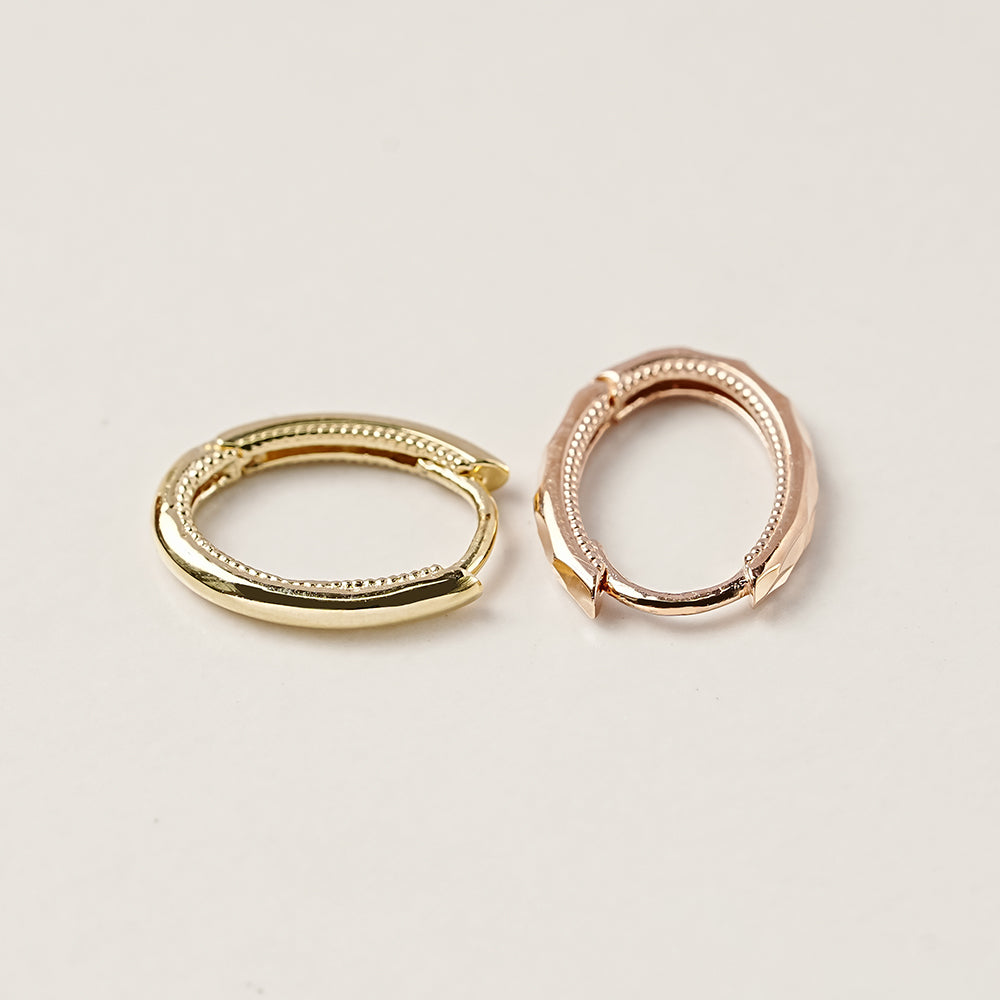 14K 18K Oval Cartilage Hoop Earring