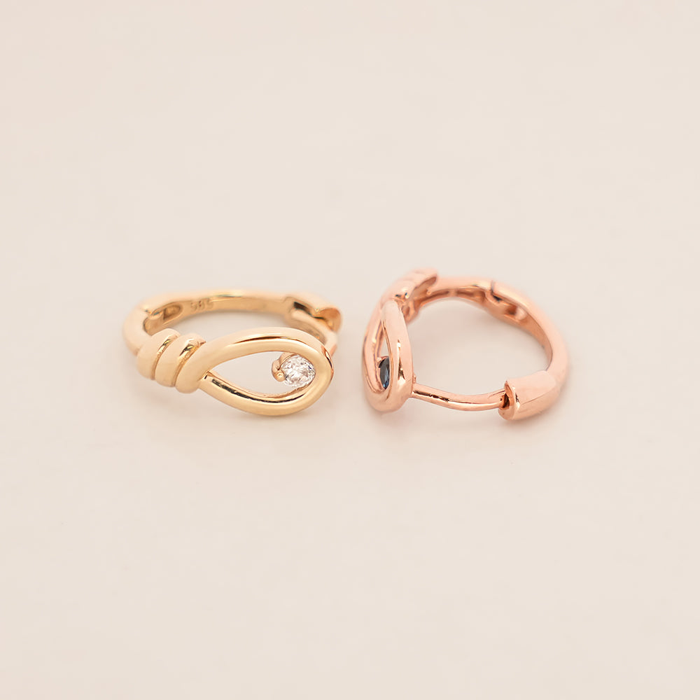 14K Gold Rope Cubic Cartilage Hoop Earring