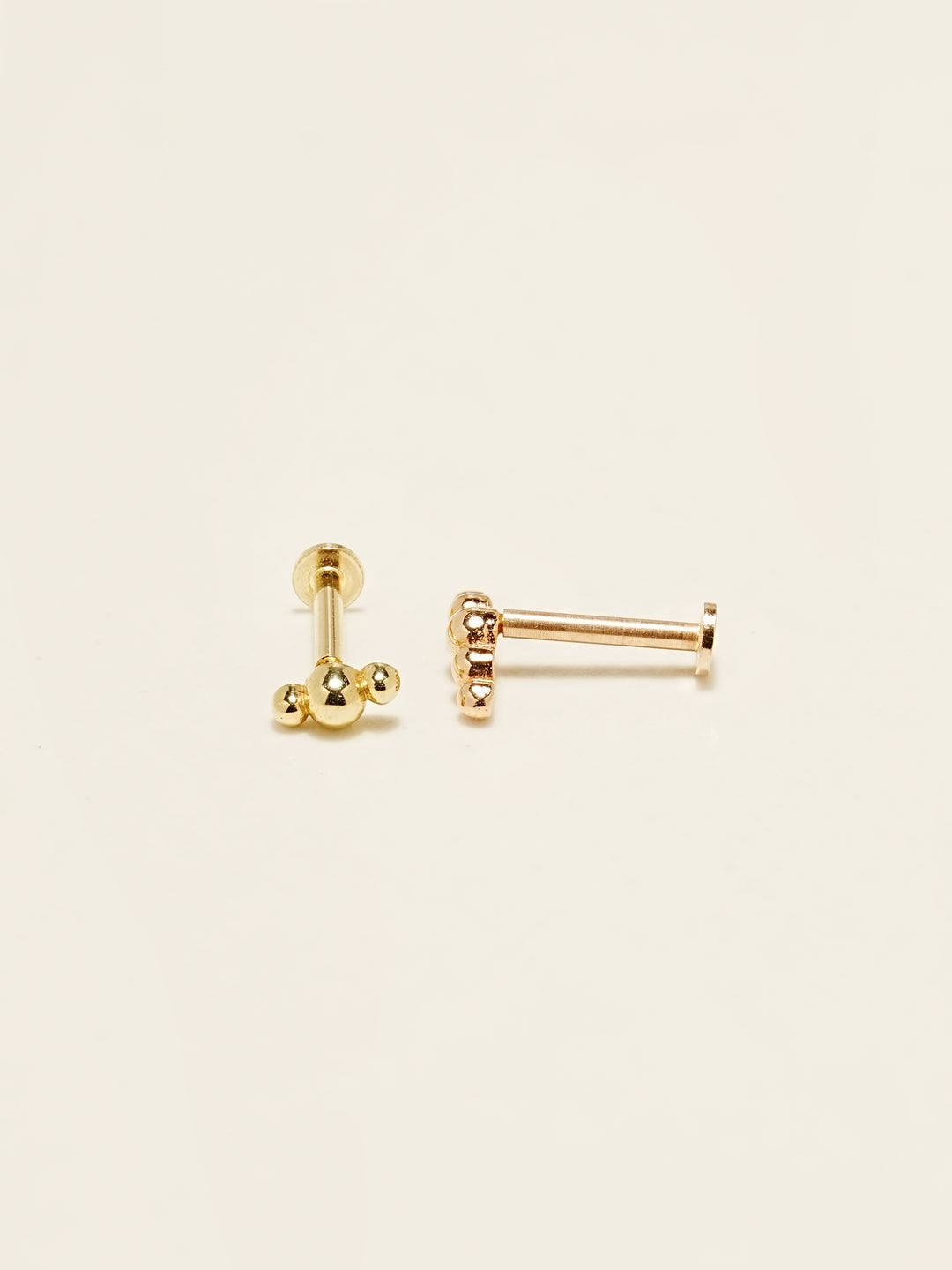 14K Gold Peanuts Bubble Internally Threaded Labret Piercing 18G16G