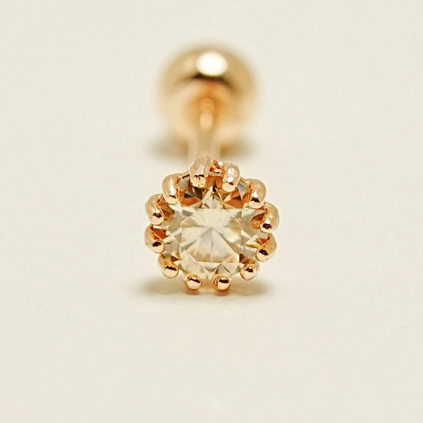 14K Gold Shining Moissanite Cartilage Earring 20G18G16G