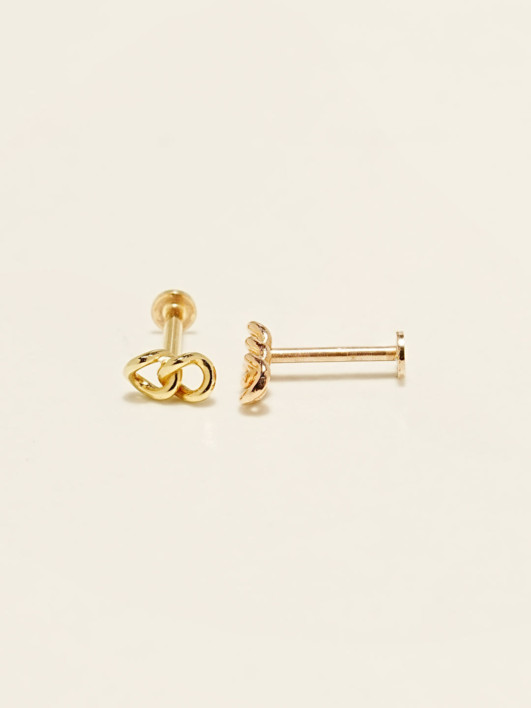 14K Gold Chain Internally Threaded Labret Piercing 18G16G