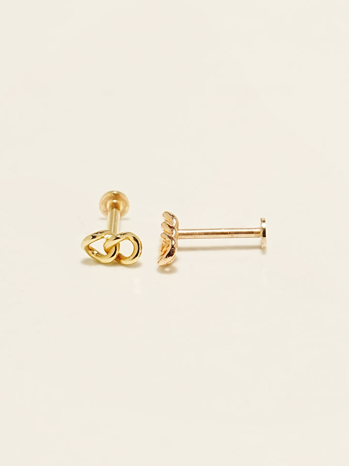 14K Gold Chain Internally Threaded Labret Piercing 18G16G