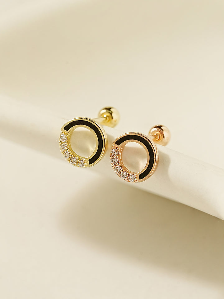 14K Gold Half Cubic Circle Cartilage Earring 20G