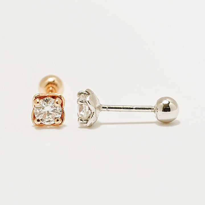 14K Gold Moissanite Kare Cartilage Earring 20G18G16G