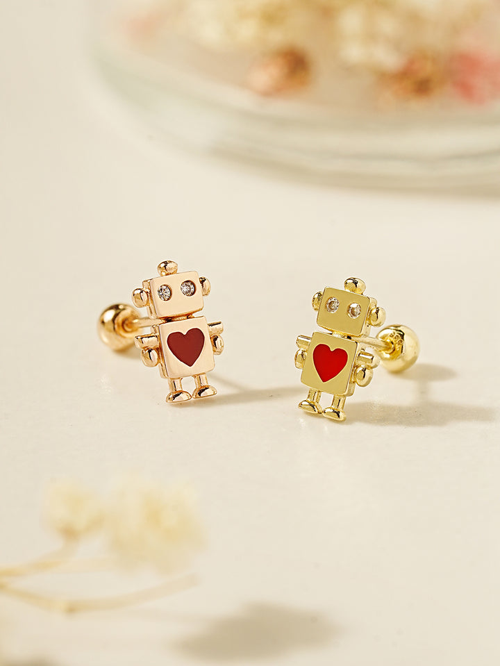 14K Gold Lovely Robot Cartilage Earring 20G