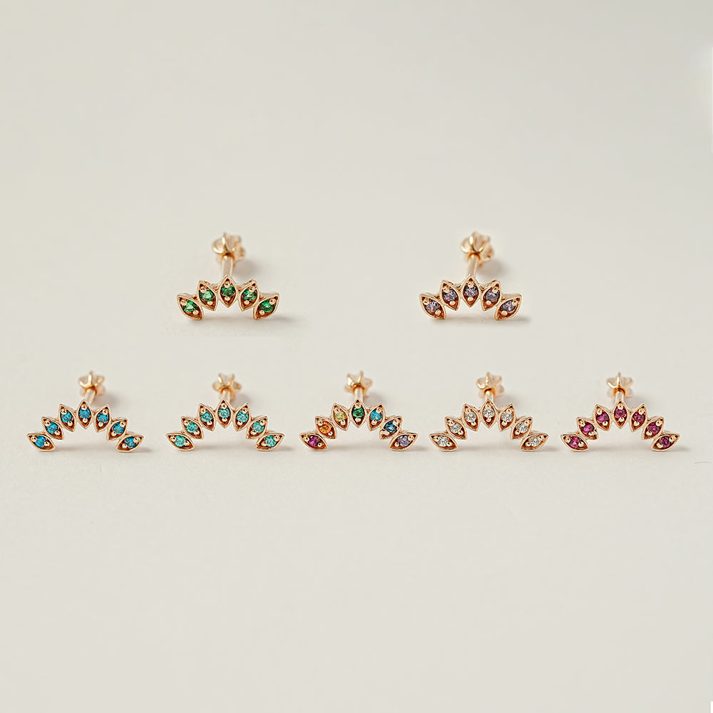 14K Gold Colorful Tiara Cartilage Earring 18G16G