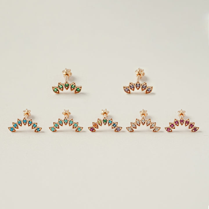 14K Gold Colorful Tiara Cartilage Earring 18G16G