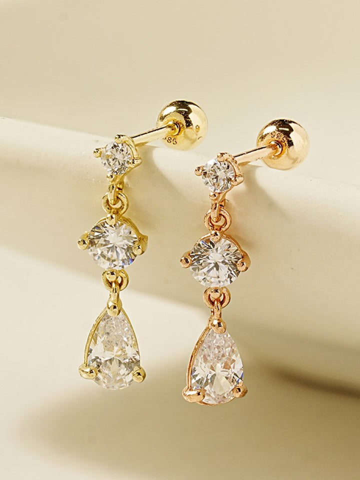 14K Gold Glass Cubic Drop Cartilage Earring 20G