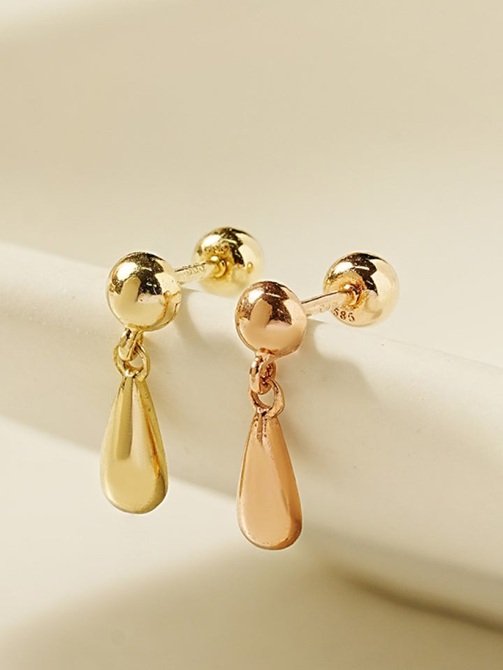 14K Gold Plain Tassel Drop Cartilage Earring 20G