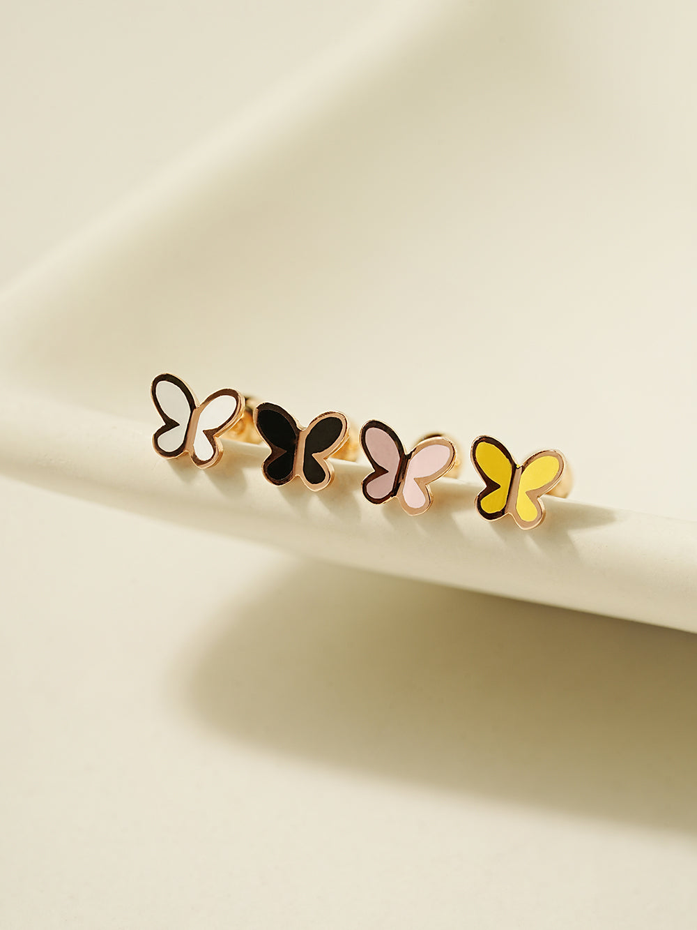 14K Gold Enamel Tiny Butterfly Cartilage Earring 20G