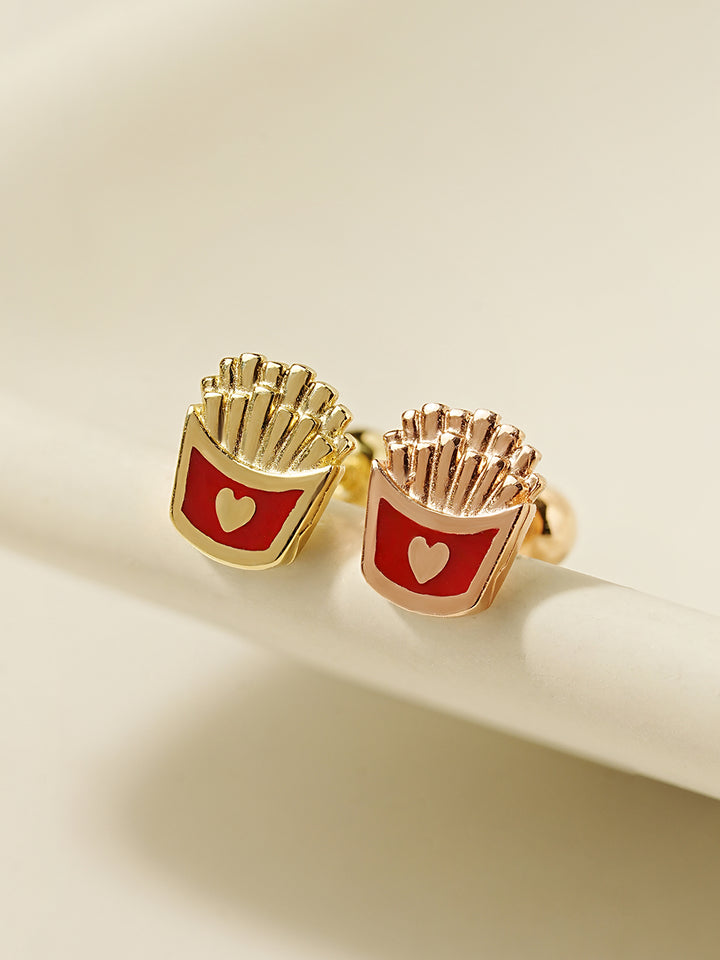 14K Gold Enamel Tasty Chips Cartilage Earring 20G