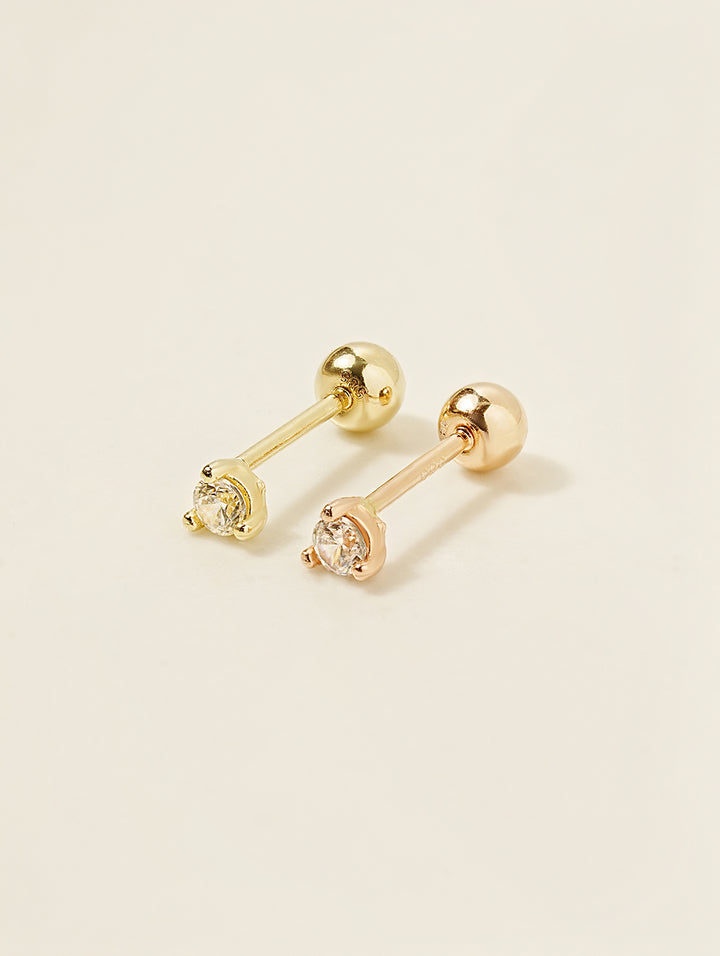 14K Gold Simple Point Cubic Cartilage Earring 20G