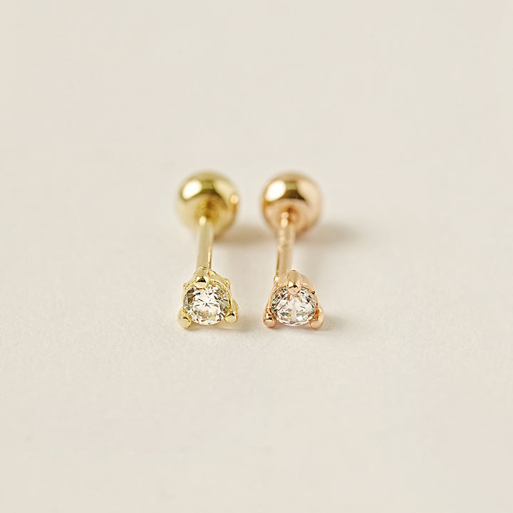 14K Gold Simple Point Cubic Cartilage Earring 20G