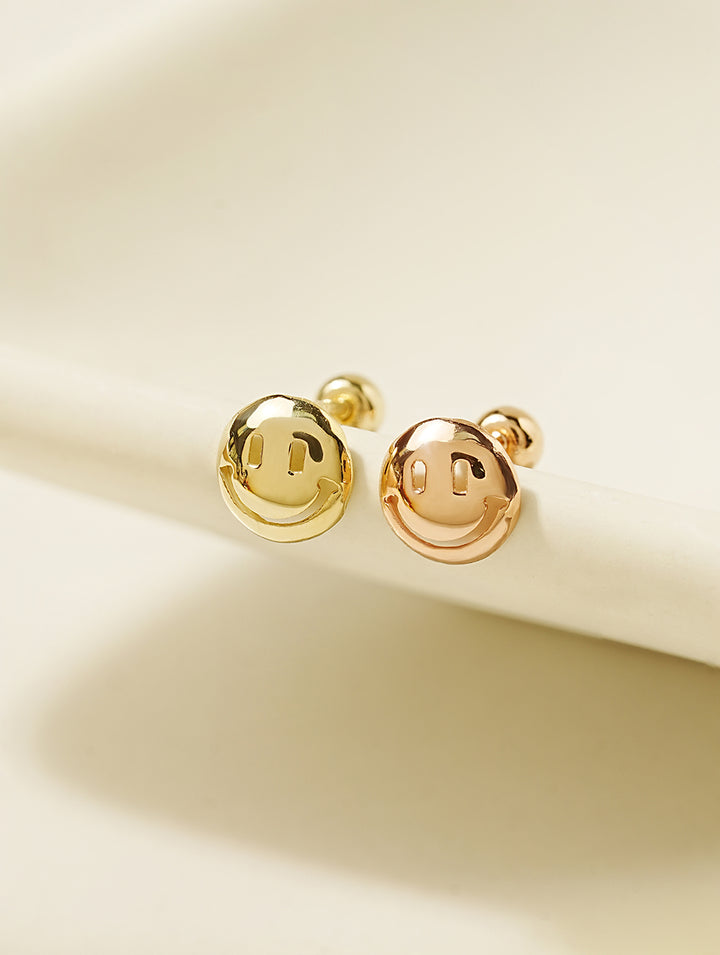 14K Gold Lucky Smile Cartilage Earring 20G