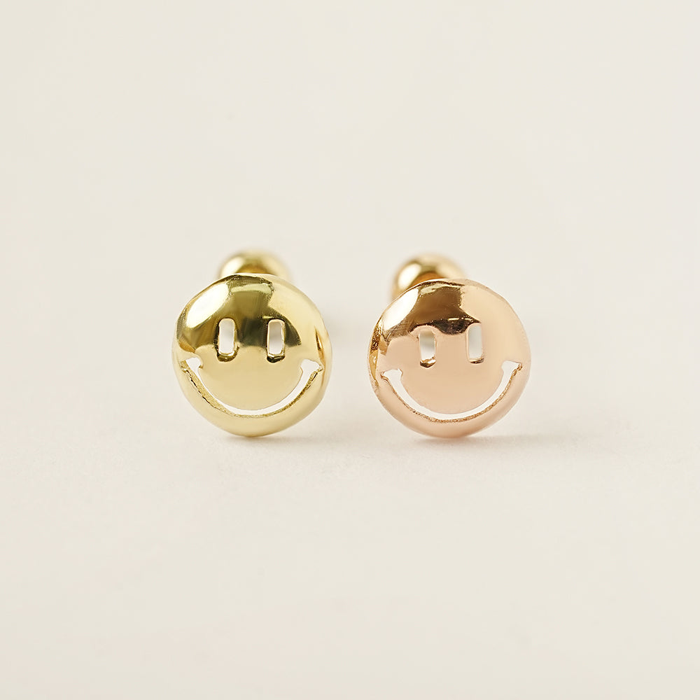 14K Gold Lucky Smile Cartilage Earring 20G