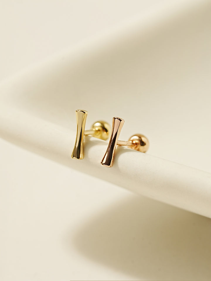 14K Gold Simple Volume Stick Cartilage Earring 20G