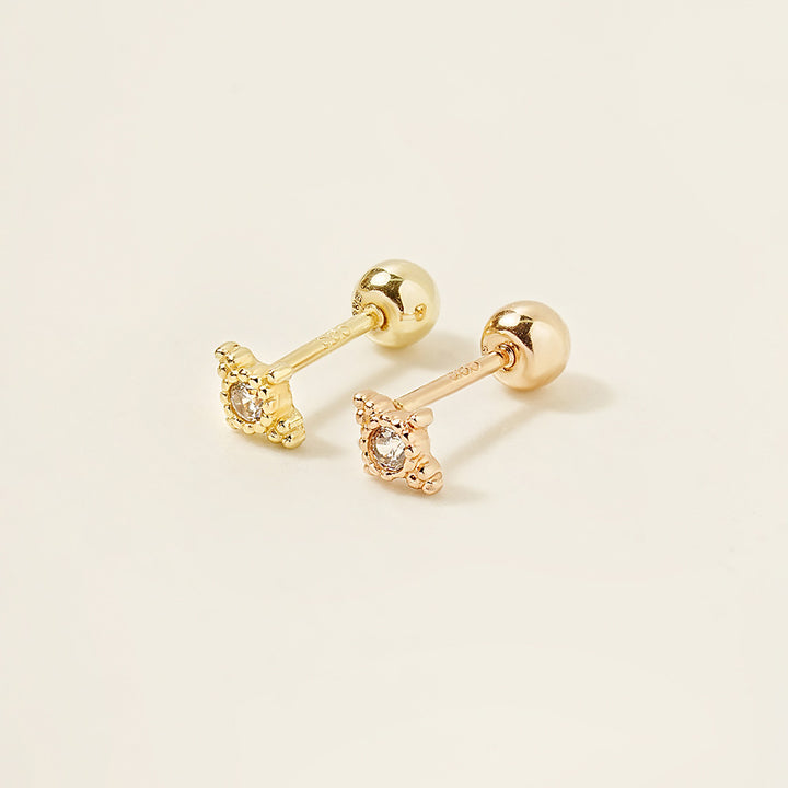 14K Gold Antique Universe CZ Cartilage Earring 20G