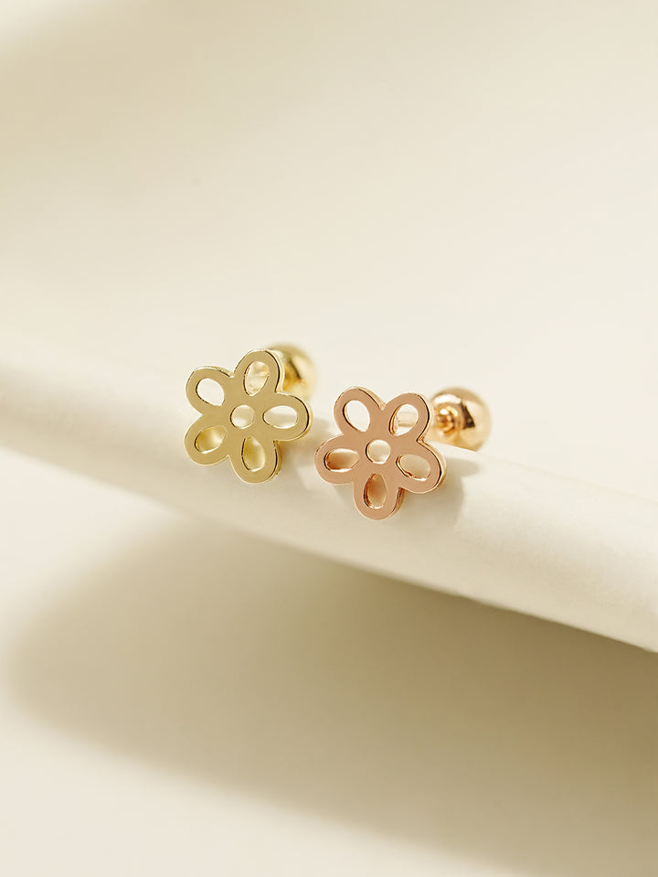 14K Gold Line Five Petals Cartilage Earring 20G