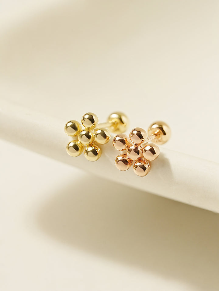 14K Gold Daily Ball Flower Cartilage Earring 20G