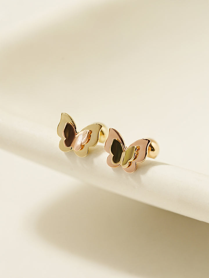 14K Gold Double Fold Butterfly Cartilage Earring 20G