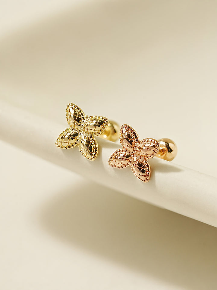 14K Gold Pinwheel Flower Cartilage Earring 20G