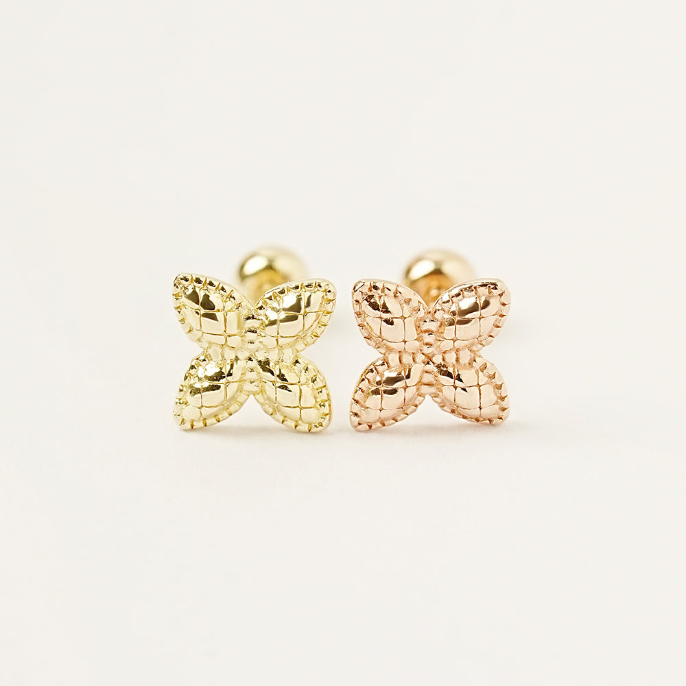 14K Gold Pinwheel Flower Cartilage Earring 20G