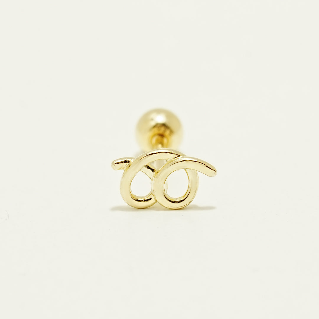 14K Gold Doodle Pretzel Cartilage Earring 20G