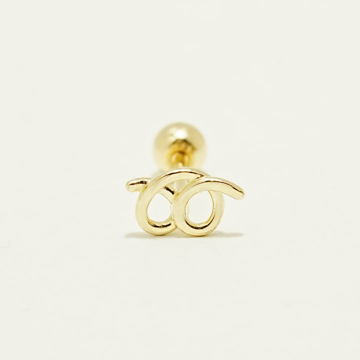 14K Gold Doodle Pretzel Cartilage Earring 20G