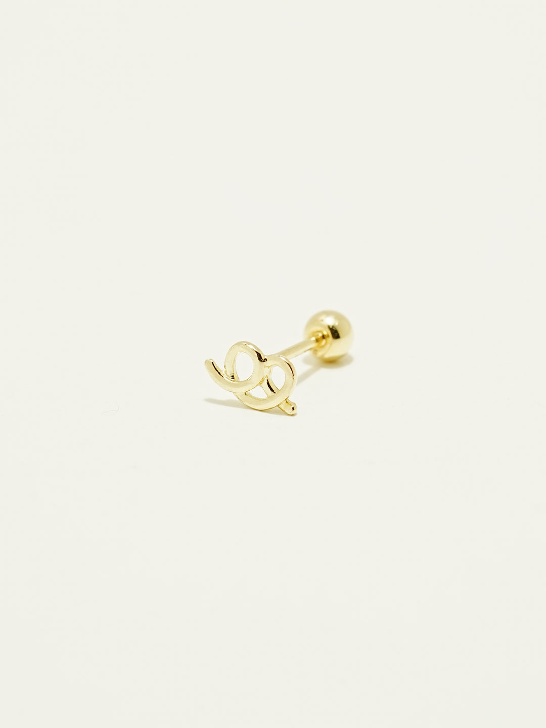 14K Gold Doodle Pretzel Cartilage Earring 20G