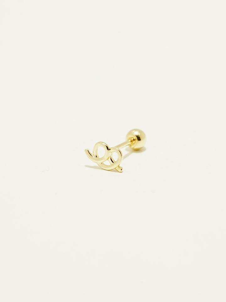 14K Gold Doodle Pretzel Cartilage Earring 20G