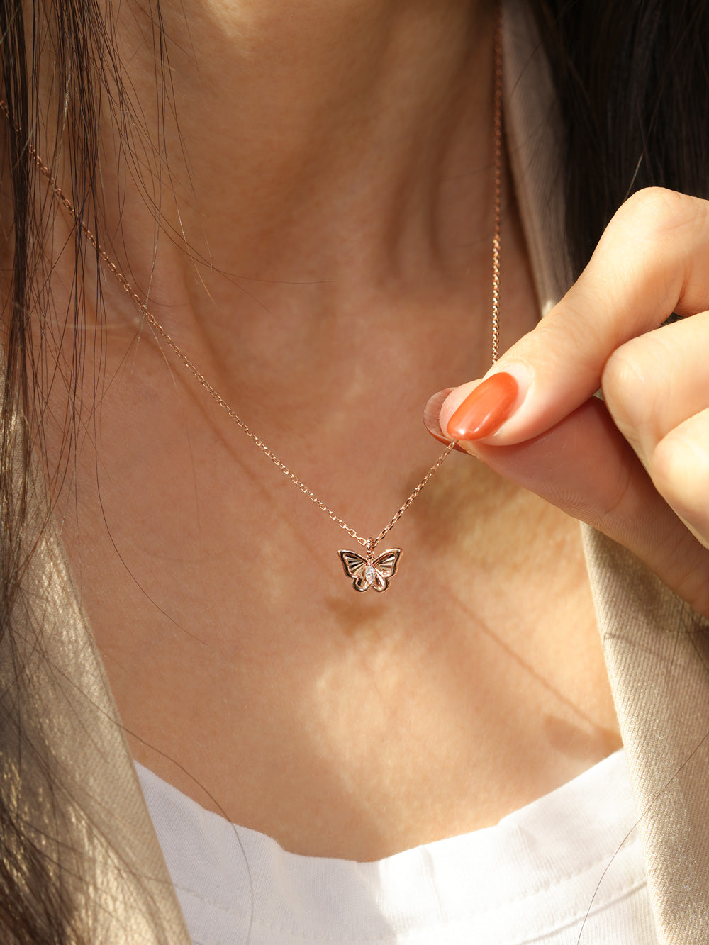 14K 18K Gold Sweet Butterfly Necklace