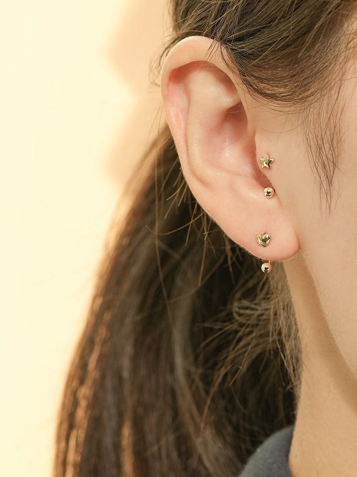 14K Gold Mini Star Curve Piercing 20G