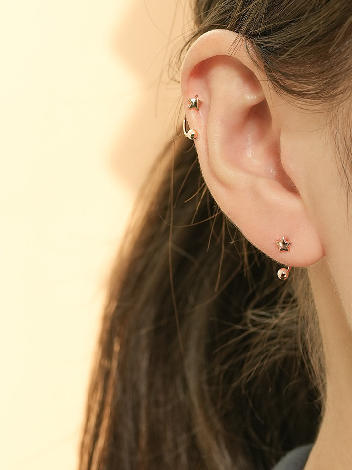 14K Gold Mini Star Curve Piercing 20G