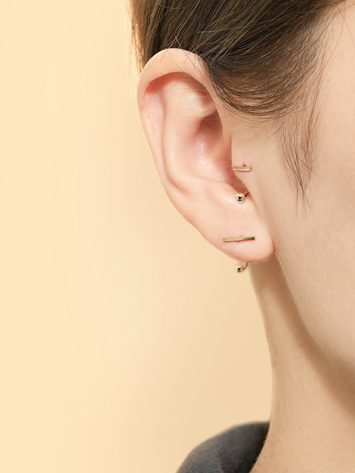 14K Gold Stick Bar Curve Piercing 20G