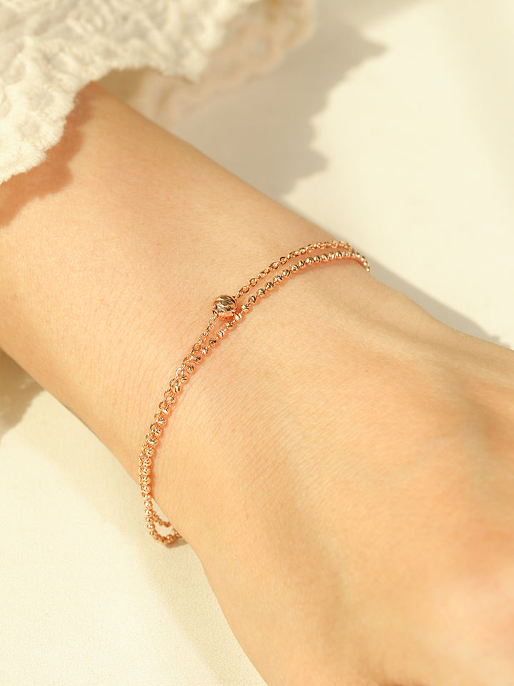 14K 18K Gold Cutting Ball Two Layered Bracelet