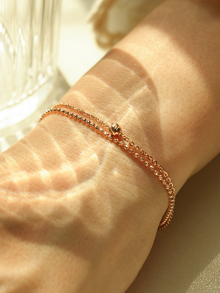 14K 18K Gold Cutting Ball Two Layered Bracelet