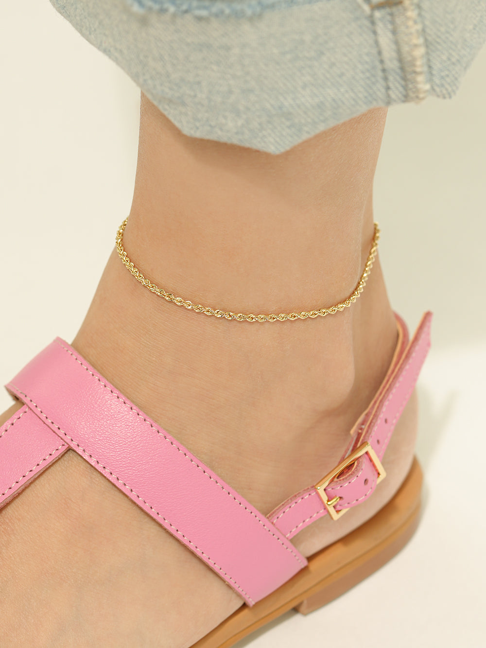 14K Gold Rope Chain Anklet Bracelet