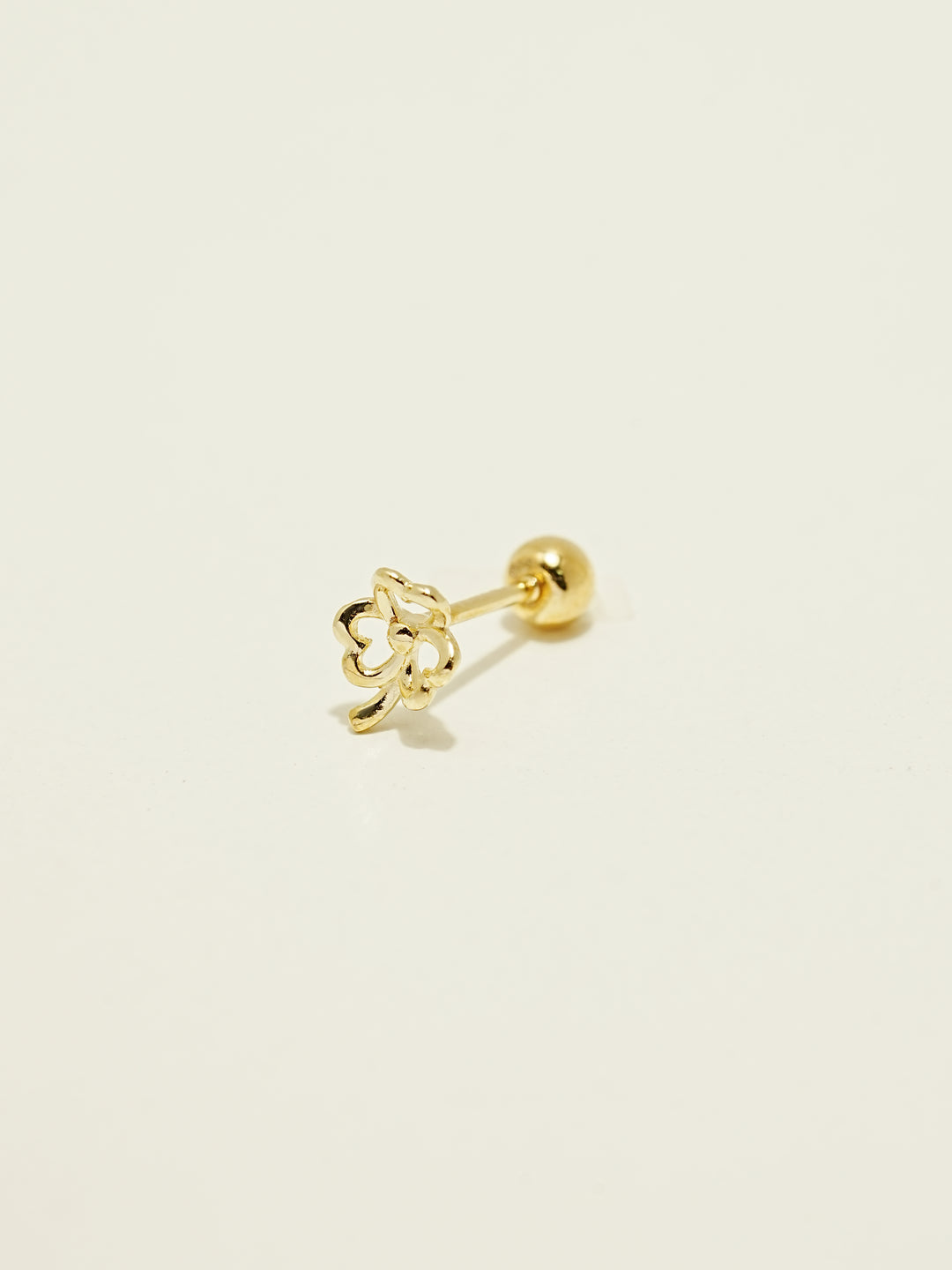 14K Gold Quad Clover Cartilage Earring 20G