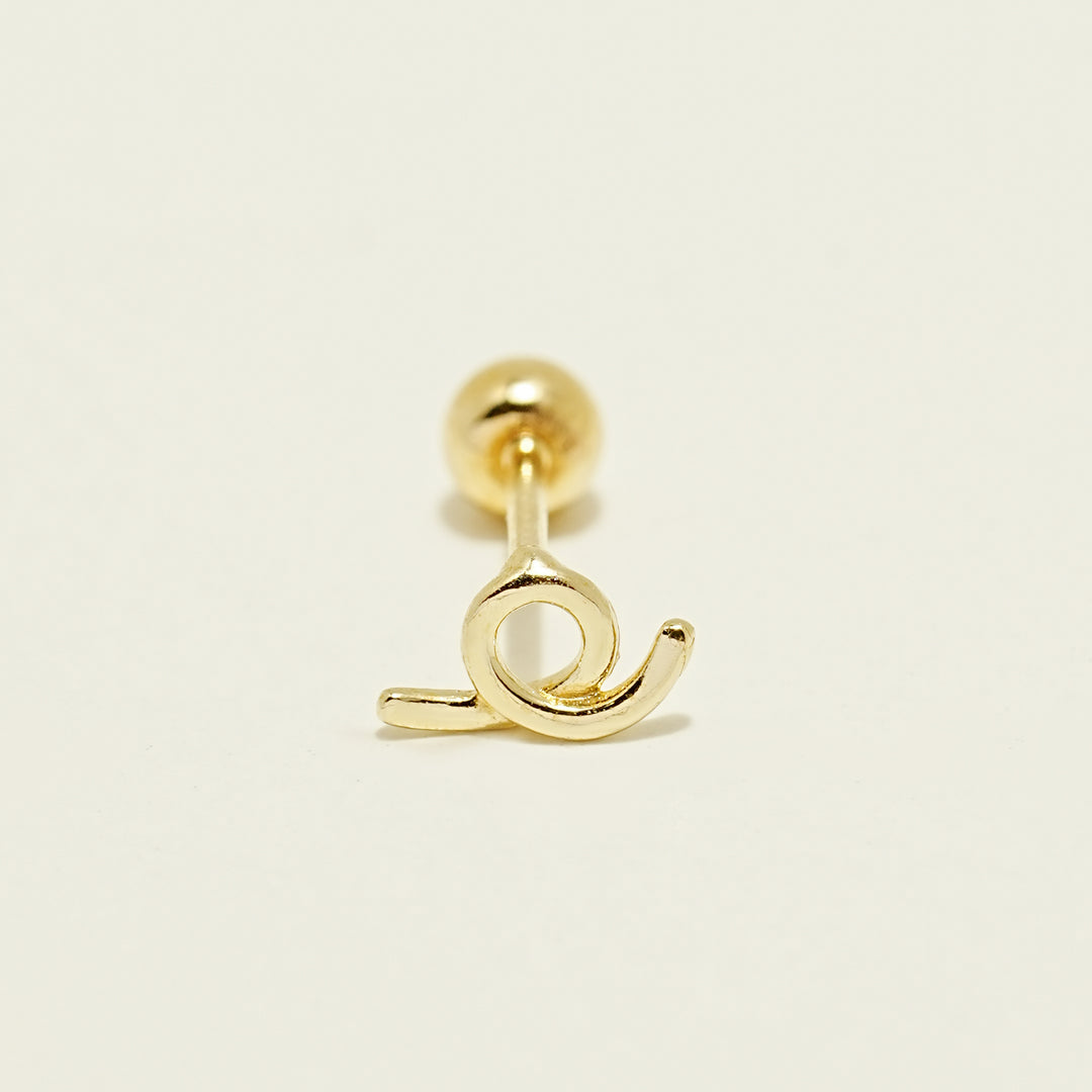 14K Gold Round Tail Cartilage Earring 20G