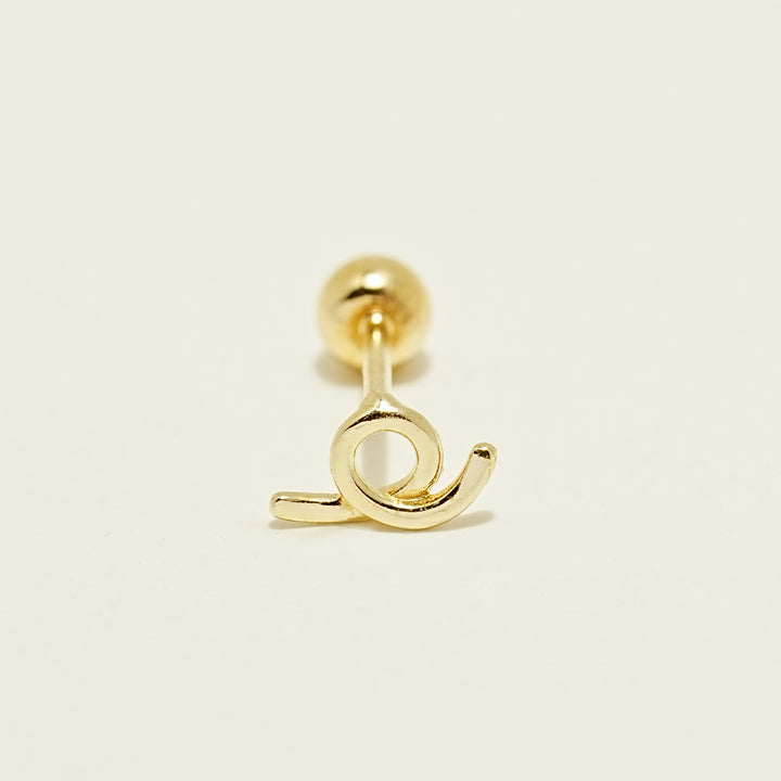 14K Gold Round Tail Cartilage Earring 20G