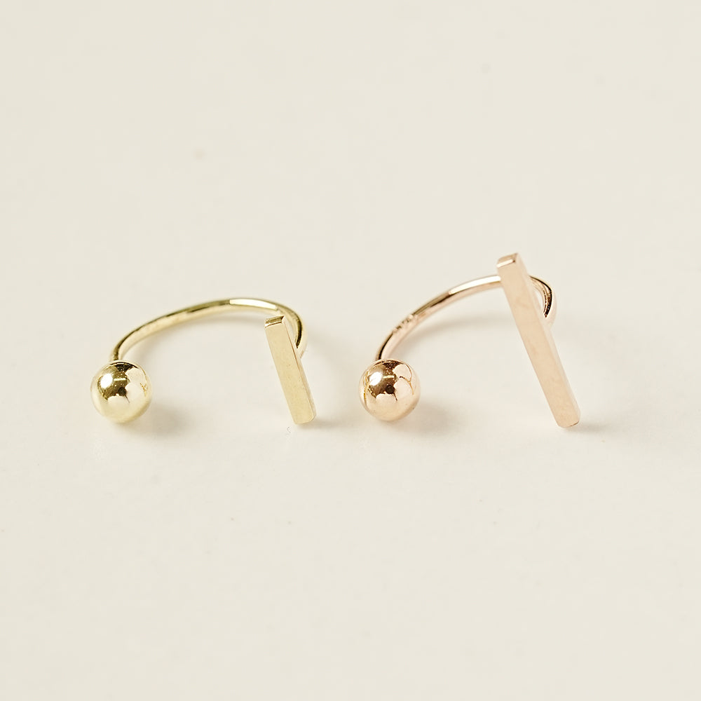 14K Gold Stick Bar Curve Piercing 20G