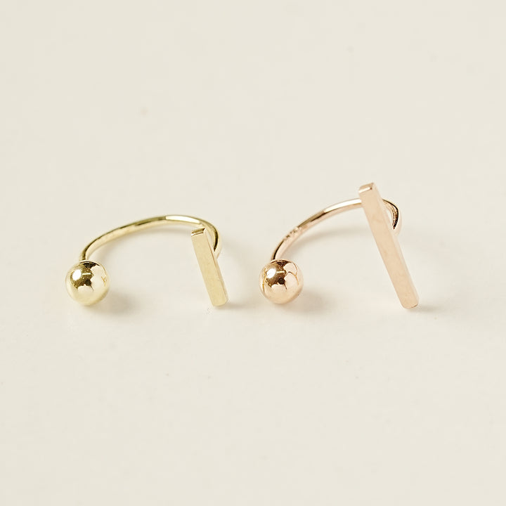 14K Gold Stick Bar Curve Piercing 20G