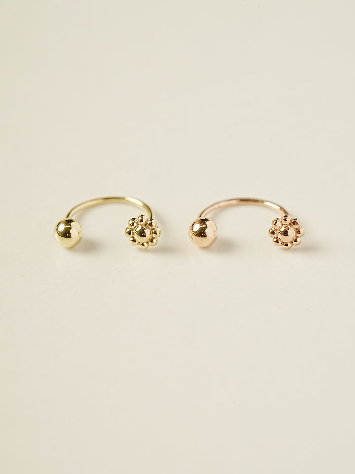 14K Gold Minimi Bubble Flower Ball Curve Piercing 20G