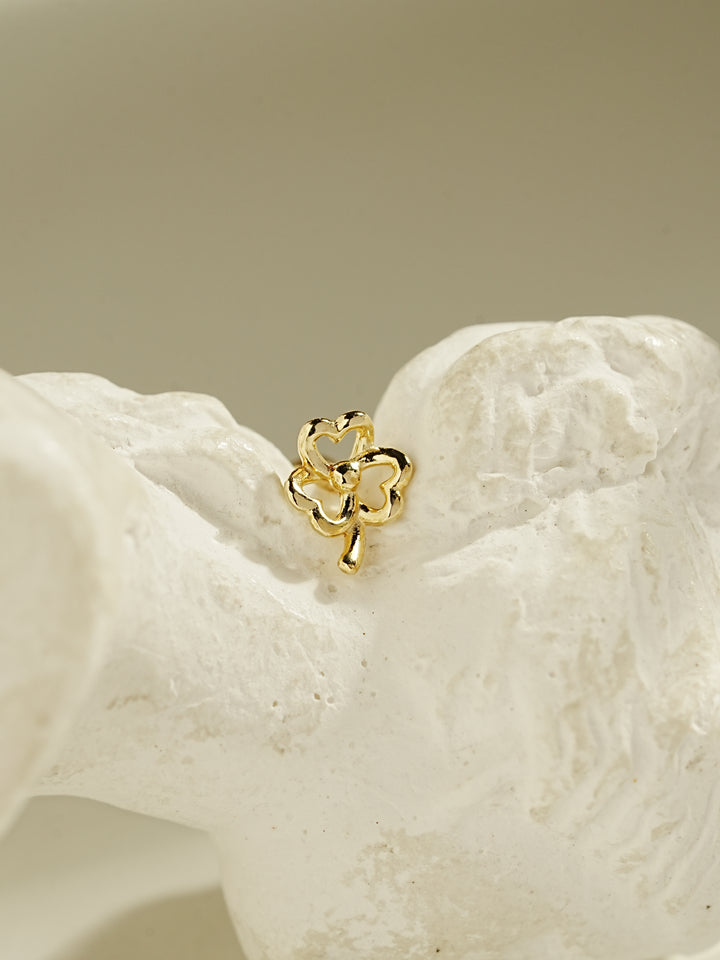 14K Gold Quad Clover Cartilage Earring 20G