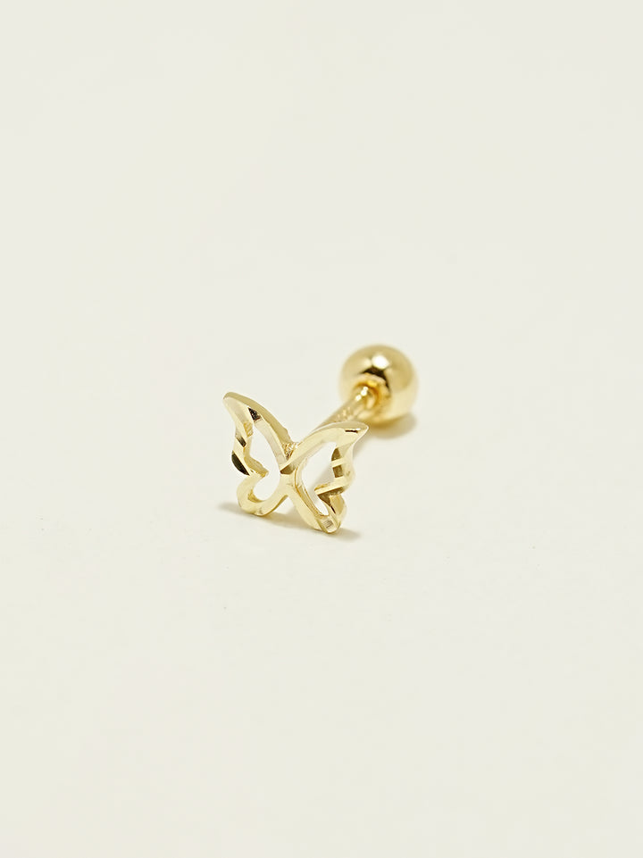 14K Gold Stripe Butterfly Cartilage Earring 20G